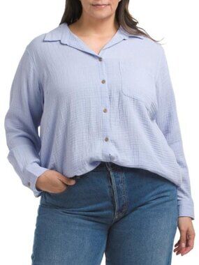 BEACH LUNCH LOUNGE Plus Gauze Button Up Tunic